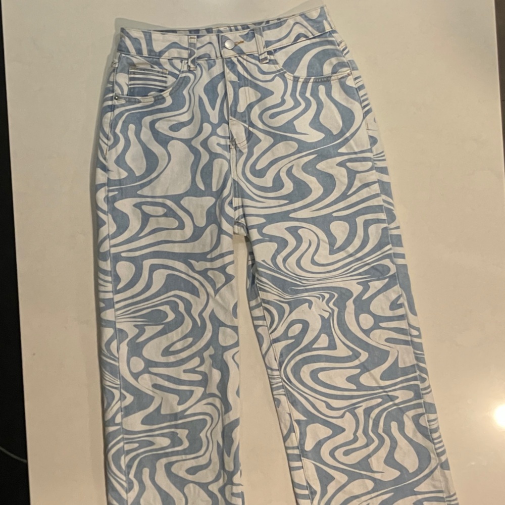 SHEIN Blue and White Pants